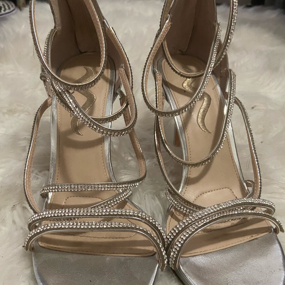 Strappy Bejeweled Heels - Size W 11